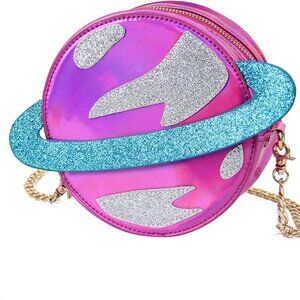 Crossbody purse Holographic Planet Purse with Glitter Ring